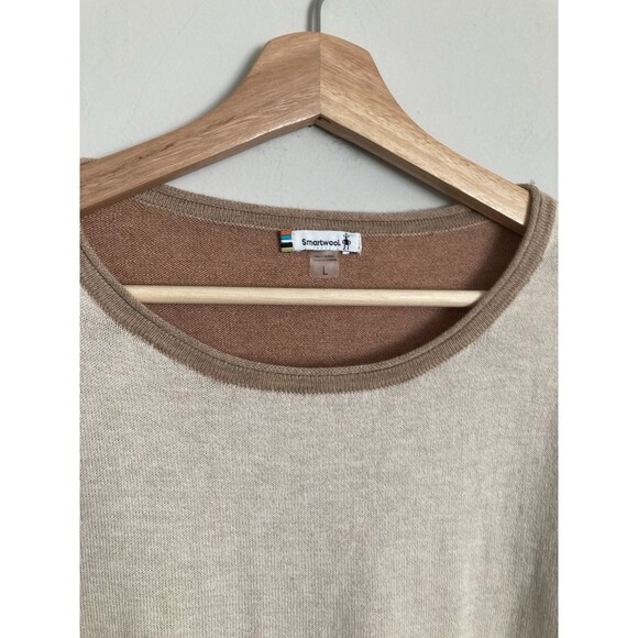 Smartwool Colorblock Pine Shadow Merino Blend Sweater LARGE Tan Long Sleeve - Picture 3 of 8